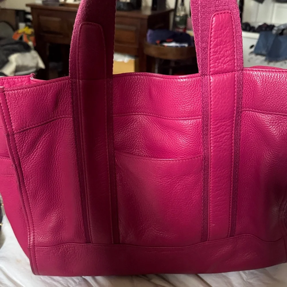 Tory Burch Fuchsia Leather Tote - Picture 8 of 16